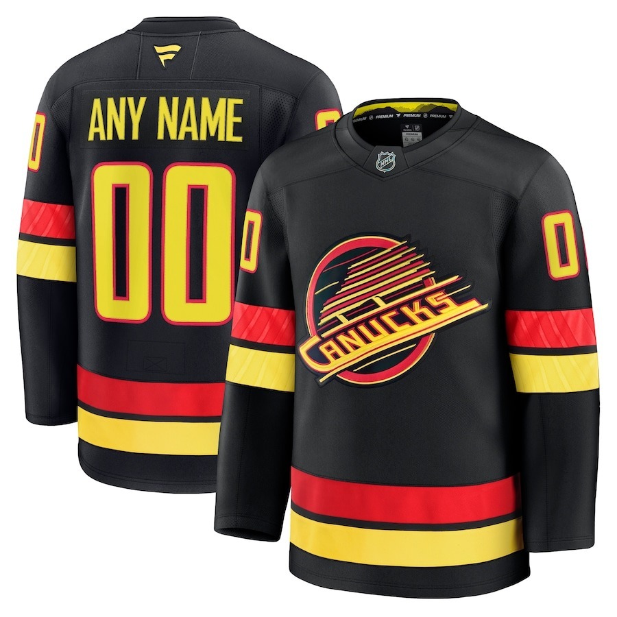 Men's Vancouver Canucks Fanatics Black Alternate Premium Custom Jersey - Jersey