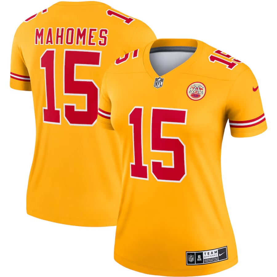 Women's Kansas City Chiefs Patrick Mahomes Nike Gold Inverted Legend Jersey - Jersey