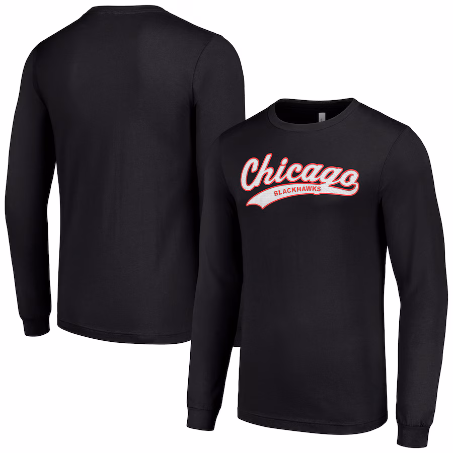 Men's Chicago Blackhawks Starter Black Tailsweep T-Shirt - Jersey