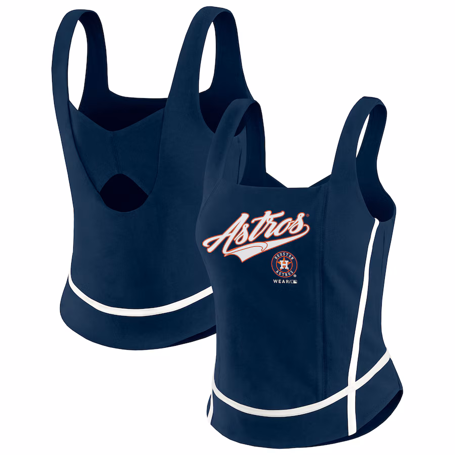 Women's Houston Astros WEAR by Erin Andrews Navy Square Neck Tank Top - Jersey