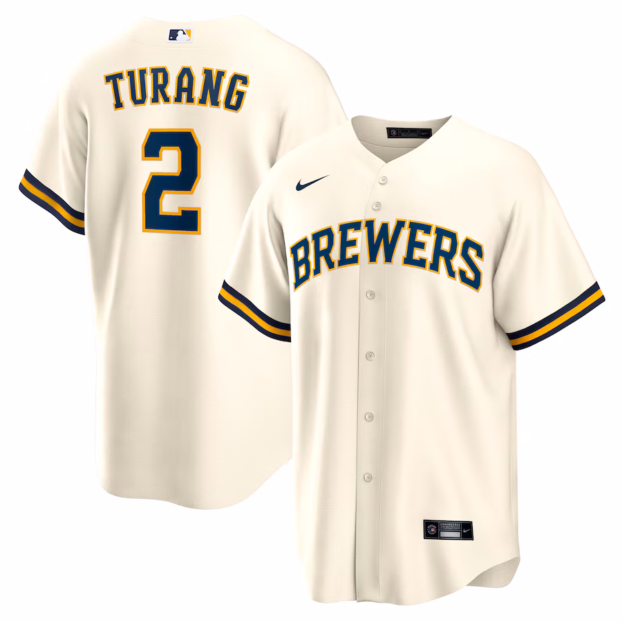 Men's Milwaukee Brewers Brice Turang Nike Cream Home Replica Jersey - Jersey