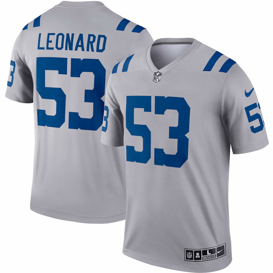 Men's Indianapolis Colts Darius Leonard Nike Gray Inverted Legend Jersey - Jersey
