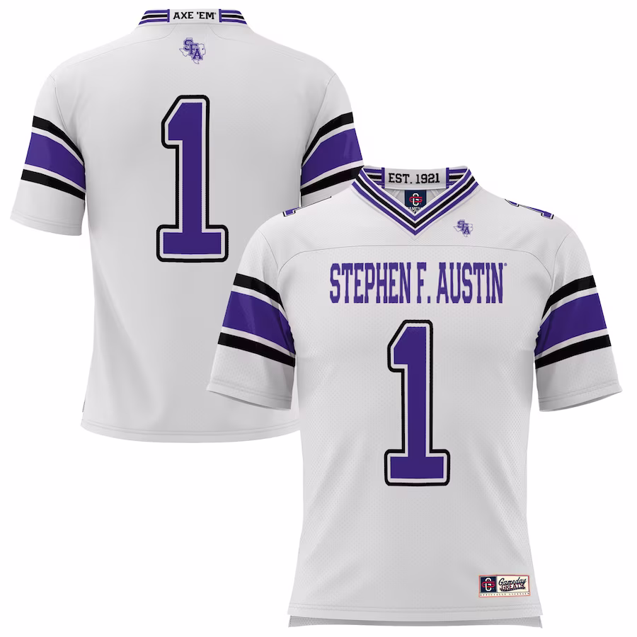 #1 Stephen F Austin Lumberjacks GameDay Greats Endzone Football Jersey - White - Jersey