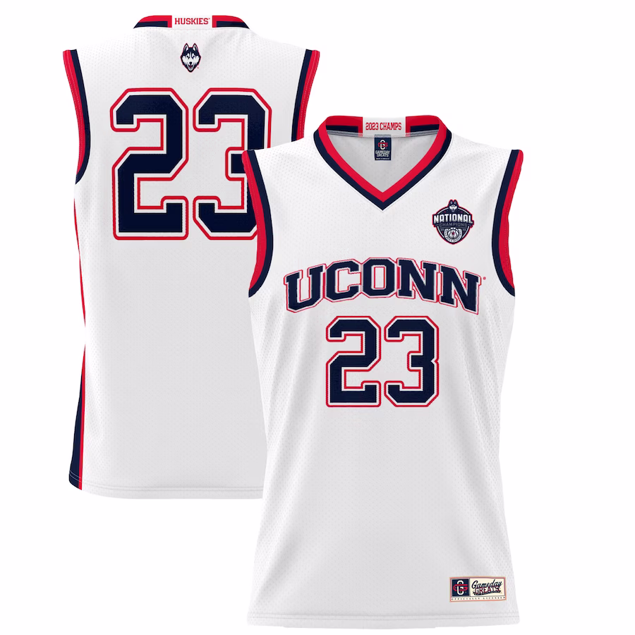 UConn Huskies GameDay Greats 2023 NCAA Men's Basketball National Champions Lightweight Basketball Jersey - White - Jersey