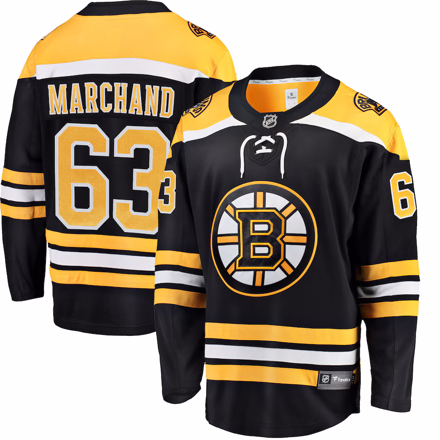 Men's Boston Bruins Brad Marchand Fanatics Black Home Breakaway Jersey - Jersey