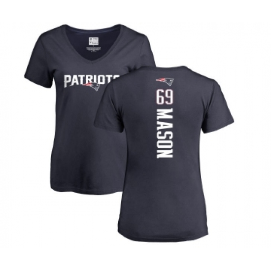 Football Women's New England Patriots #69 Shaq Mason Navy Blue Backer T-Shirt - Jersey