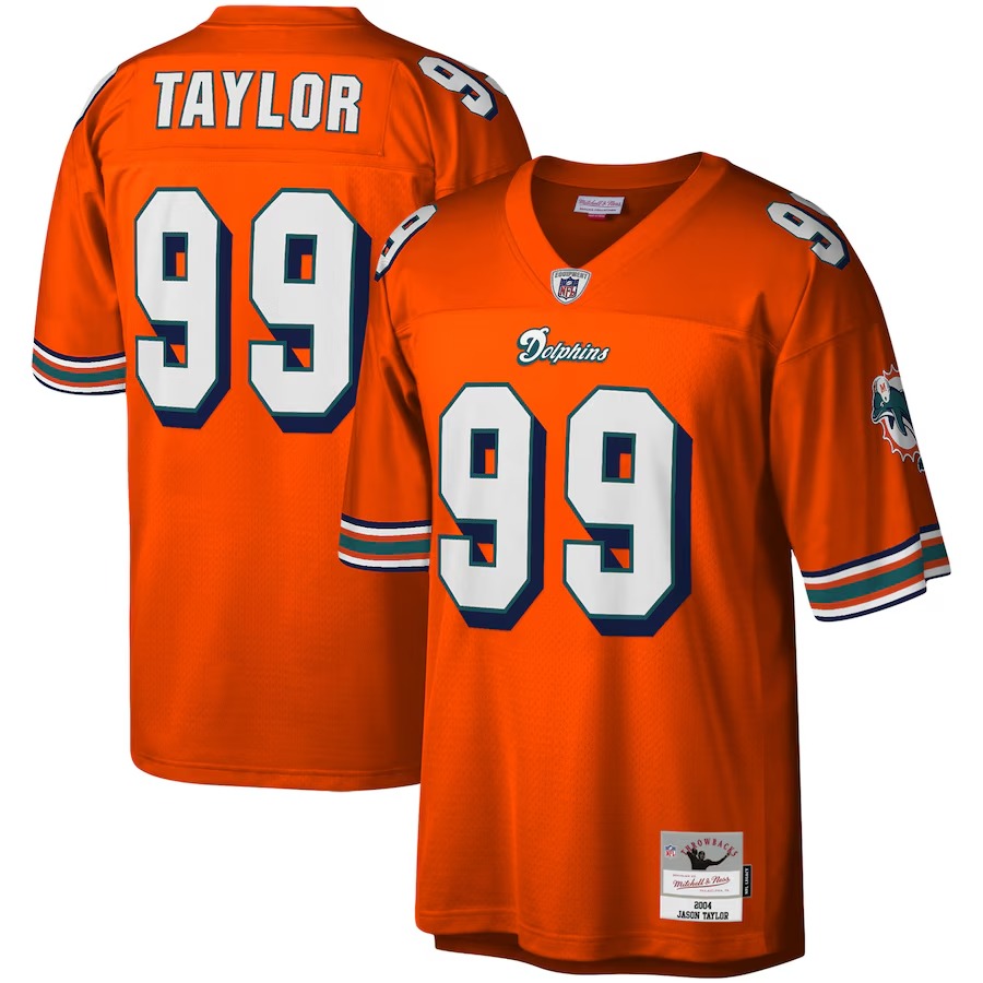 Men's Miami Dolphins Jason Taylor Mitchell & Ness Orange Legacy Replica Jersey - Jersey