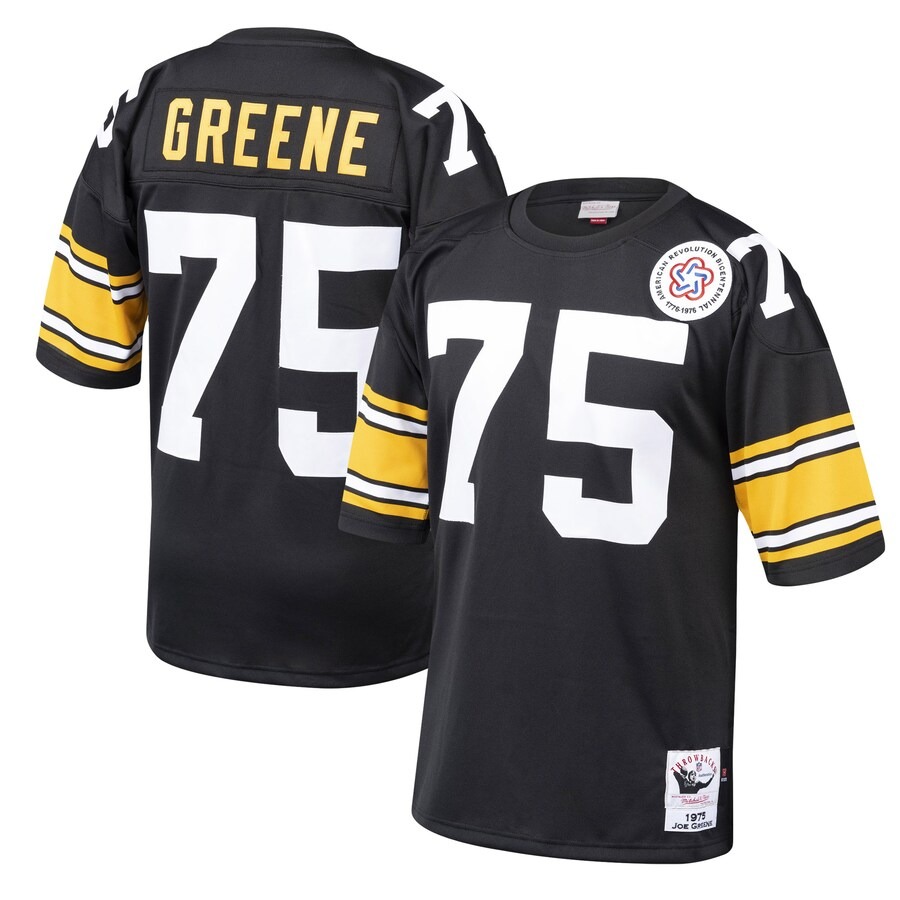 Men's Pittsburgh Steelers 1975 Joe Greene Mitchell & Ness Black Authentic Throwback Retired Player Jersey - Jersey