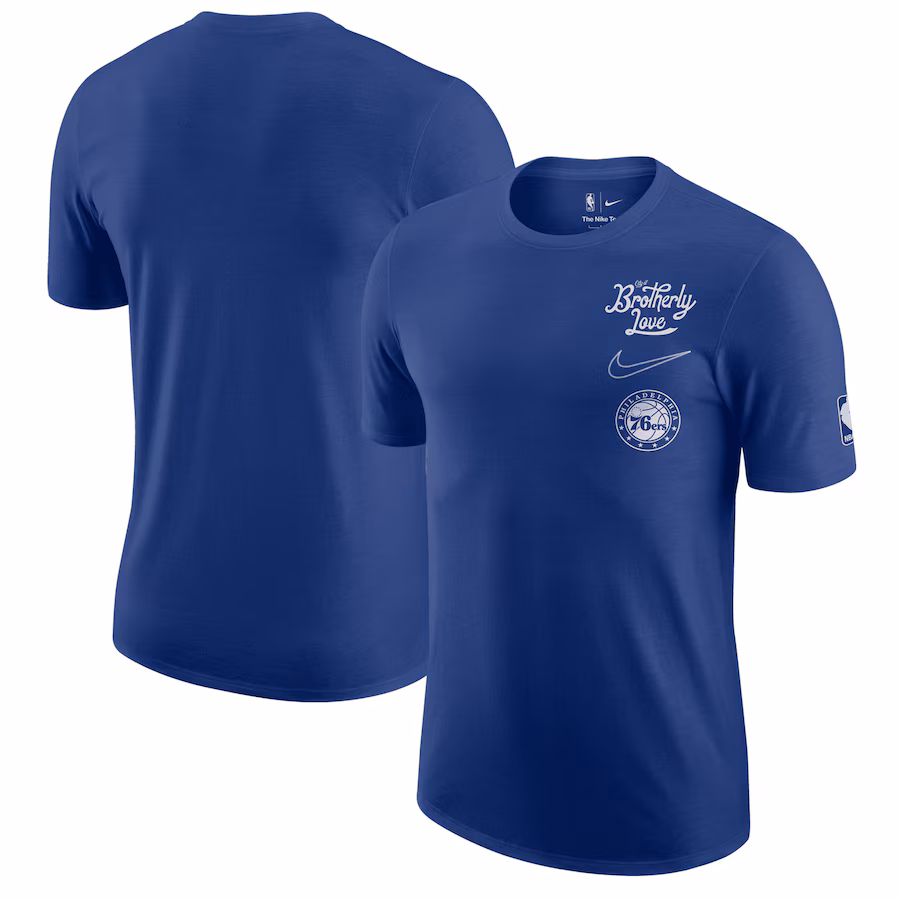 Men's Philadelphia 76ers Nike Blue 2022/23 City Edition Courtside Max90 Vintage Wash T-Shirt - Jersey