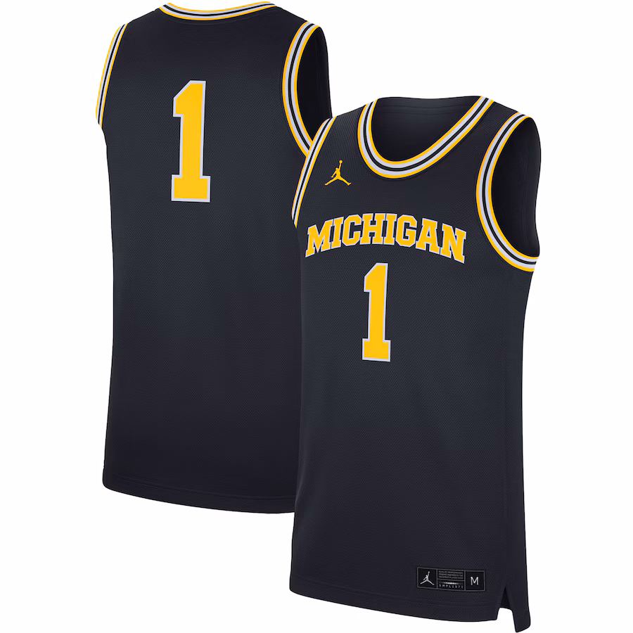 Men's Jordan Brand #1 Navy Michigan Wolverines Replica Jersey - Jersey