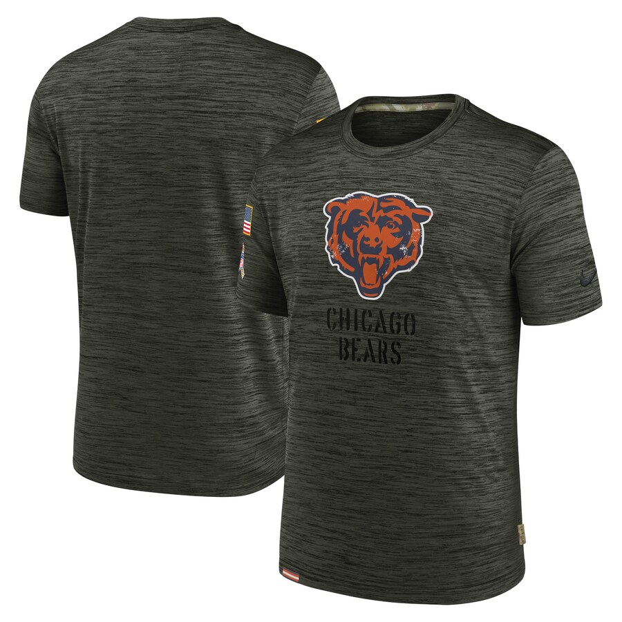 Men's Chicago Bears Nike Olive Salute to Service Velocity Team T-Shirt - Jersey