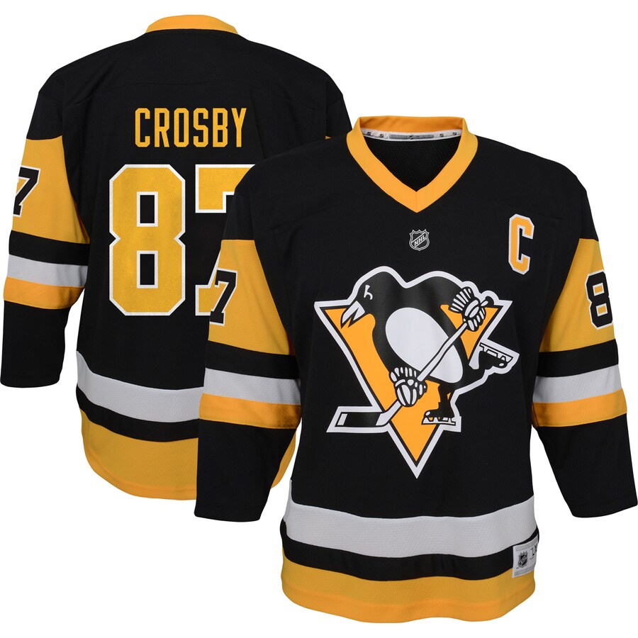 Youth Pittsburgh Penguins Sidney Crosby Black Captain Patch Home Replica Player Jersey - Jersey
