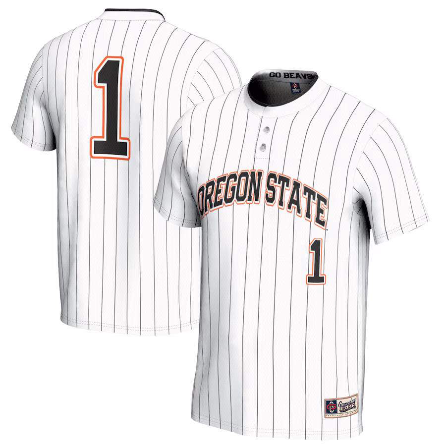#1 Oregon State Beavers GameDay Greats Unisex Softball Fashion Jersey - White - Jersey