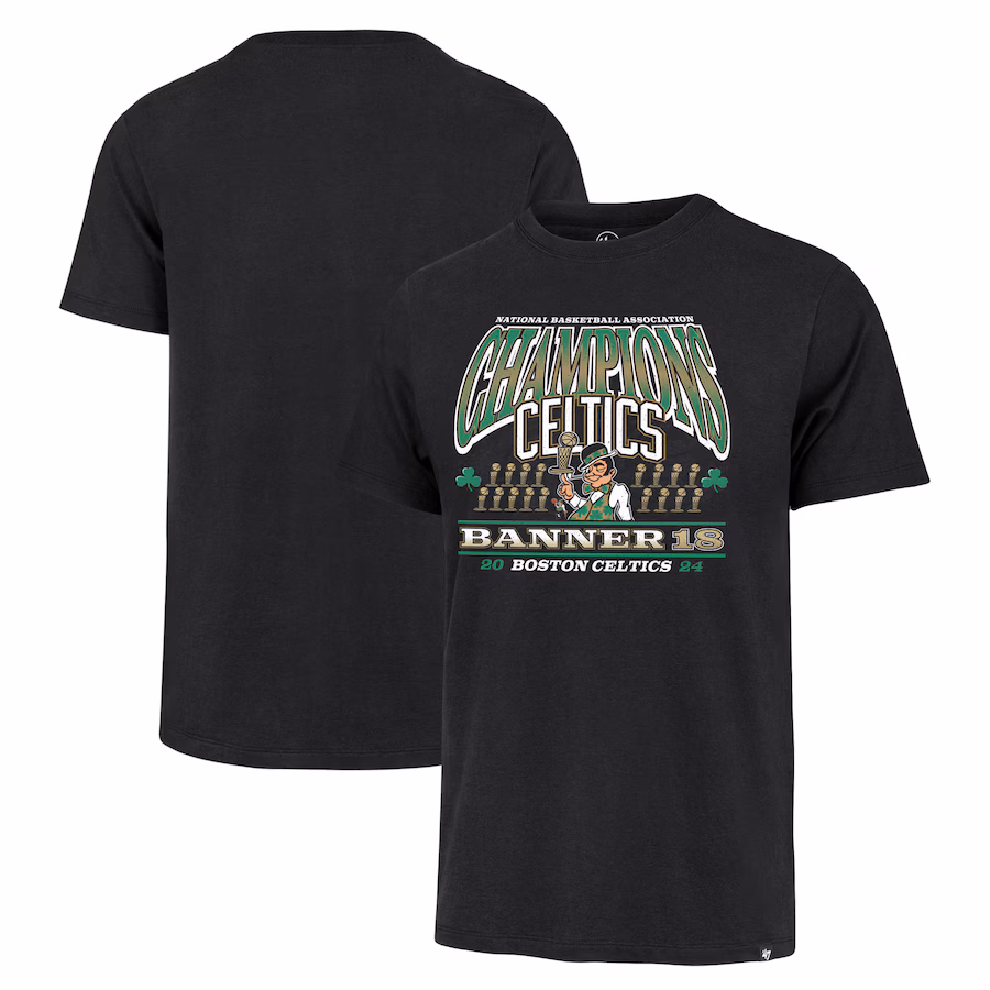 Men's Boston Celtics '47 Black 18-Time NBA Finals Champions Banner Franklin T-Shirt - Jersey
