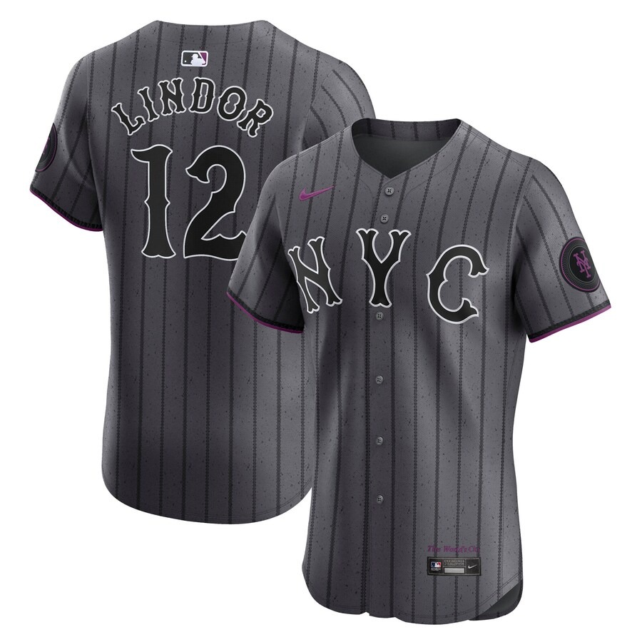 Men's New York Mets Francisco Lindor Nike Gray City Connect Elite Jersey - Jersey