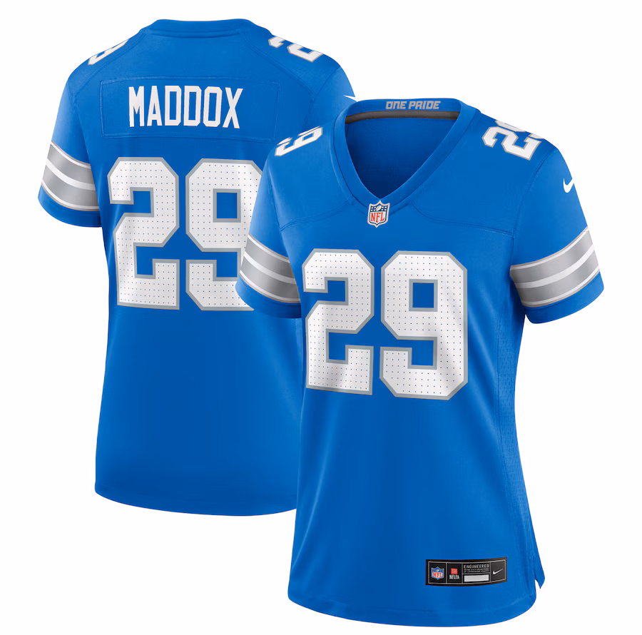 Women's Detroit Lions Avonte Maddox Nike Blue Team Game Jersey - Jersey