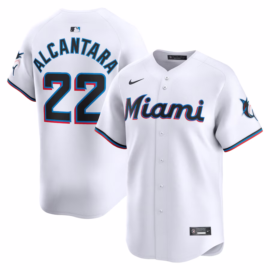 Men's Miami Marlins Sandy Alcantara Nike White Home Limited Player Jersey - Jersey