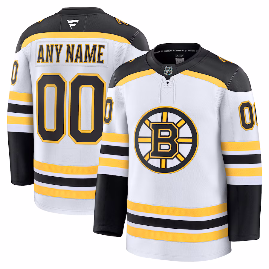 Men's Boston Bruins Fanatics White Away Premium Custom Jersey - Jersey