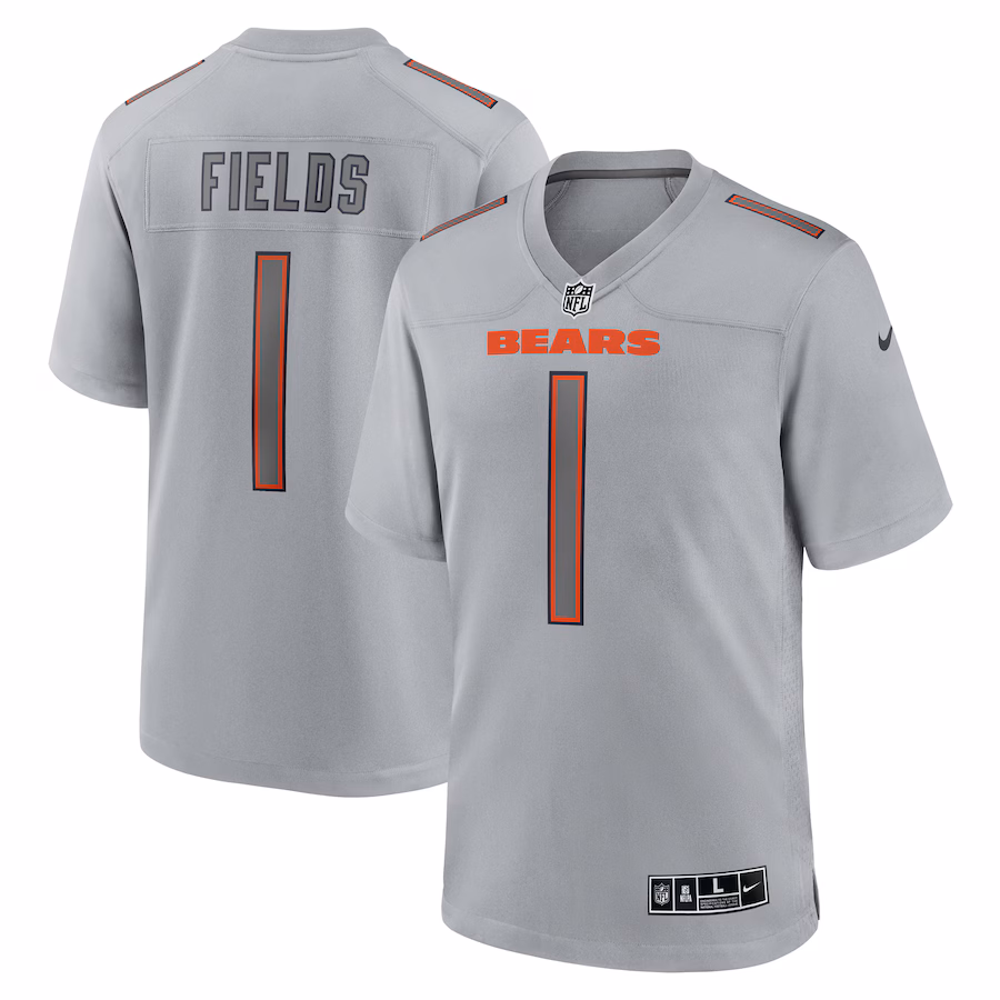 Men's Chicago Bears Justin Fields Nike Gray Atmosphere Fashion Game Jersey - Jersey