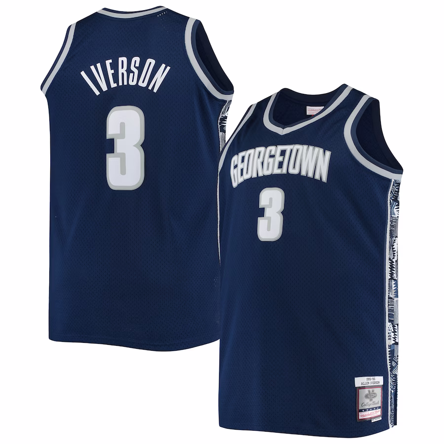Allen Iverson Georgetown Hoyas Mitchell & Ness Big & Tall 1995/96 Replica Player Jersey - Navy - Jersey