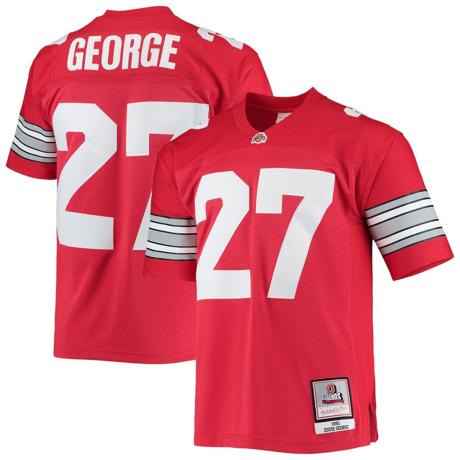Men's Mitchell & Ness Eddie George Scarlet Ohio State Buckeyes 1995 Authentic Throwback Legacy Jersey - Jersey