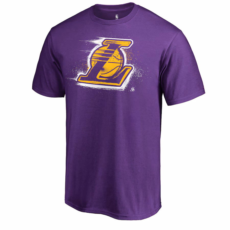 Men's Los Angeles Lakers Purple Splatter Logo T-Shirt - Jersey