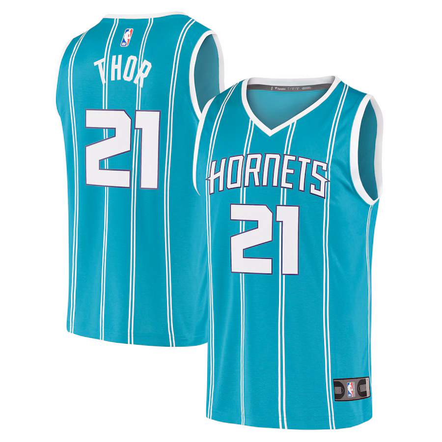 Men's Charlotte Hornets JT Thor Fanatics Teal Fast Break Replica Jersey - Icon Edition - Jersey