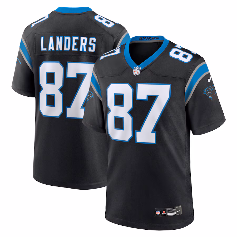 Men's Carolina Panthers Matt Landers Nike Black Game Jersey - Jersey