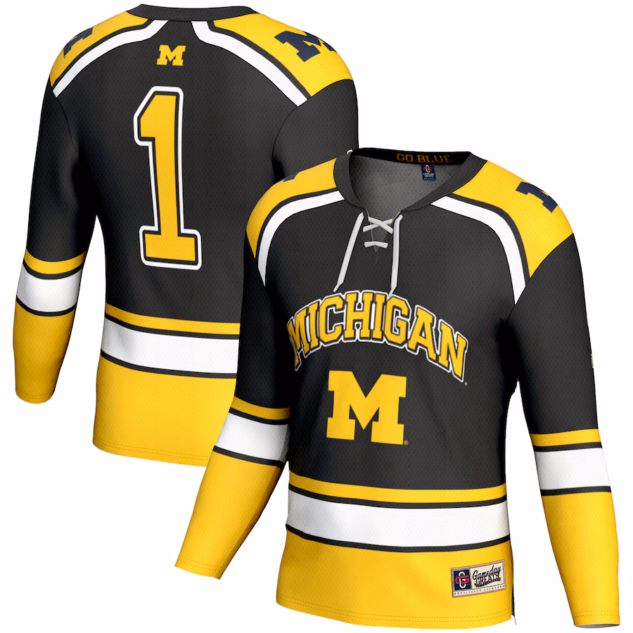 Youth GameDay Greats #1 Black Michigan Wolverines Hockey Jersey - Jersey