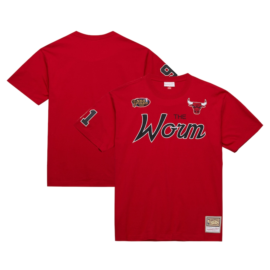 Men's Chicago Bulls Dennis Rodman Mitchell & Ness Red Premium Nickname T-Shirt - Jersey