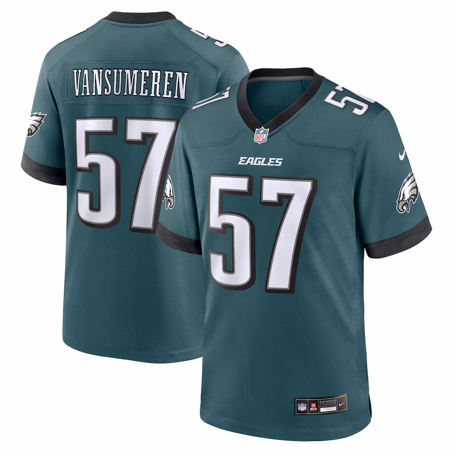 Men's Philadelphia Eagles Ben VanSumeren Nike Midnight Green Team Game Jersey - Jersey