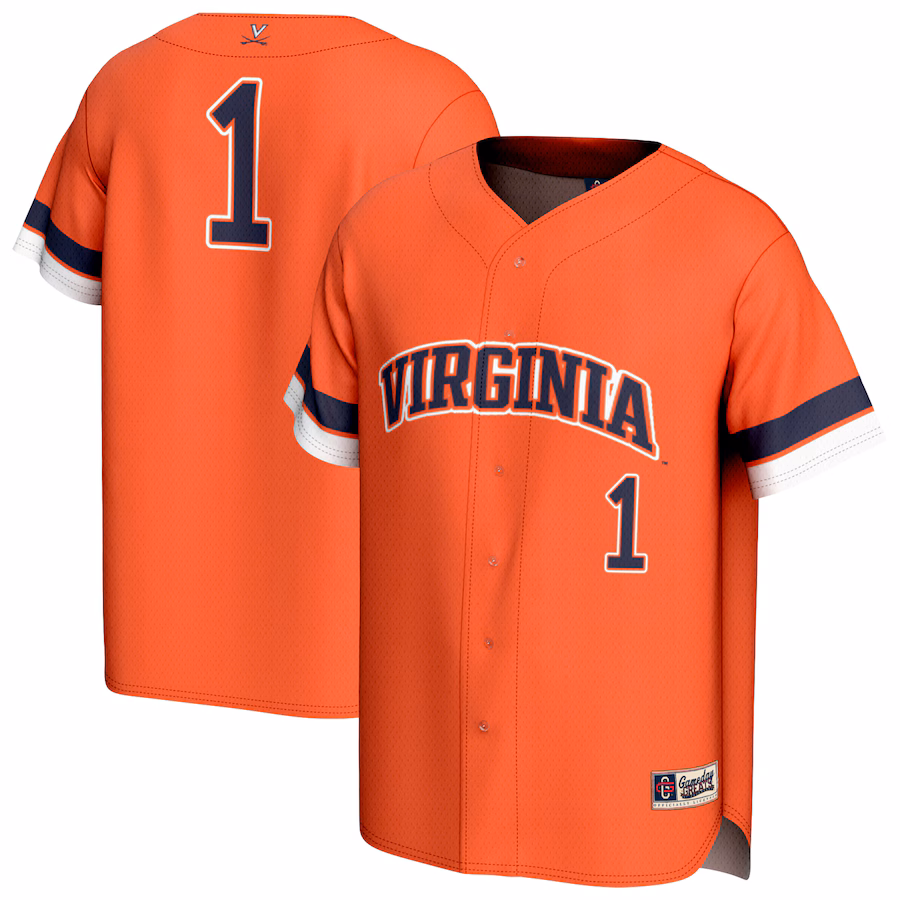 Youth GameDay Greats #1 Orange Virginia Cavaliers Lightweight Collegiate Baseball Fashion Jersey - Jersey