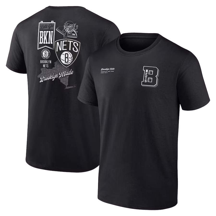 Men's Brooklyn Nets Black Split Zone T-Shirt - Jersey