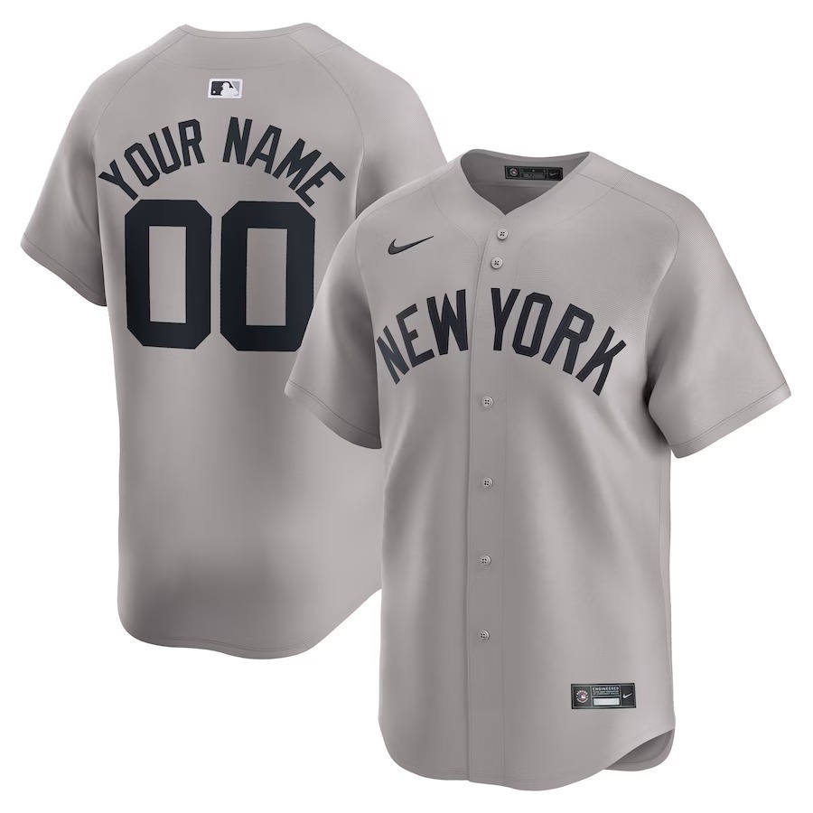 Men's New York Yankees  Nike Gray Away Limited Custom Jersey - Jersey