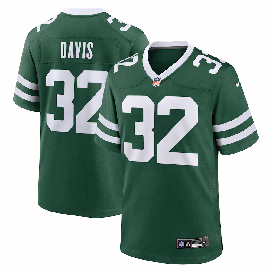 Men's New York Jets Isaiah Davis Nike Legacy Green Team Game Jersey - Jersey