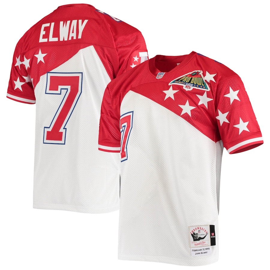 Men's AFC John Elway Mitchell & Ness White/Red 1995 Pro Bowl Authentic Jersey - Jersey