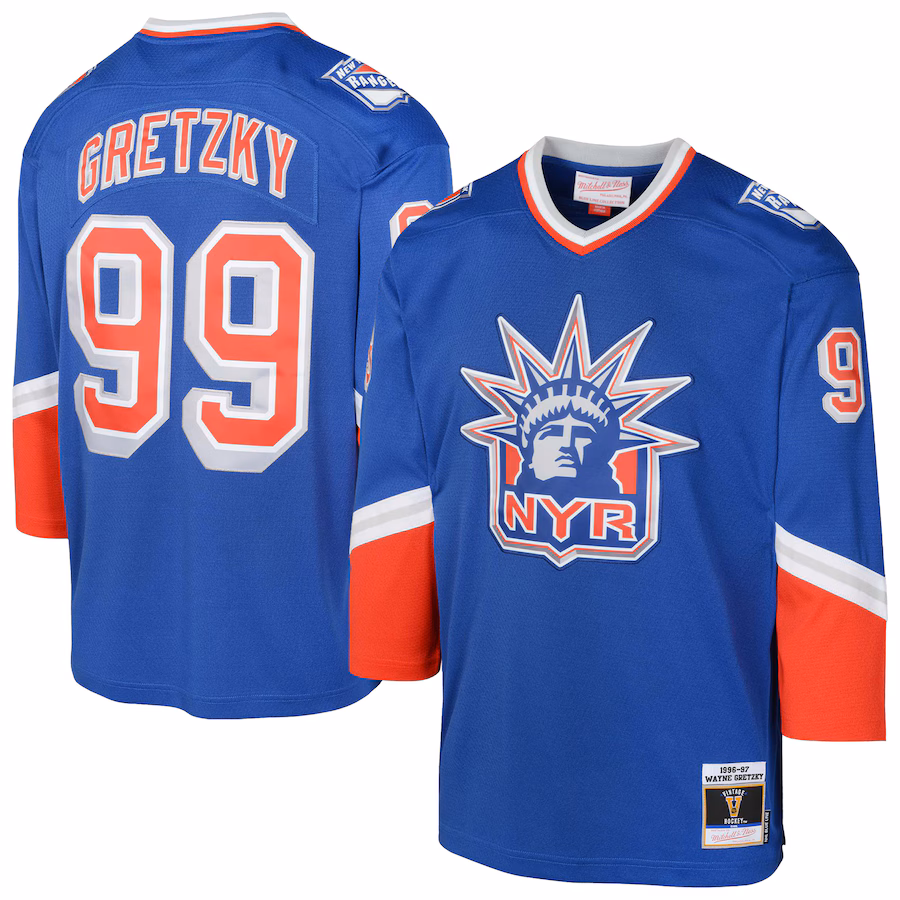 Youth New York Rangers Wayne Gretzky Mitchell & Ness 1996/97 Blue Line Player Jersey - Jersey