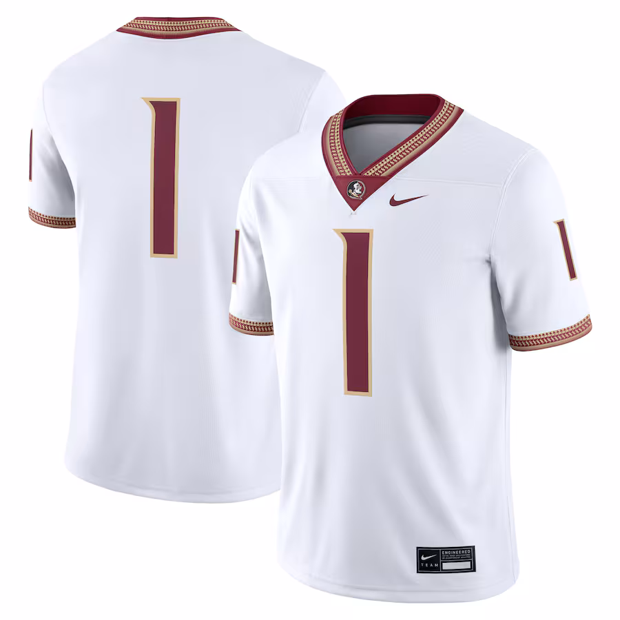 Men's Nike #1 White Florida State Seminoles Game Jersey - Jersey