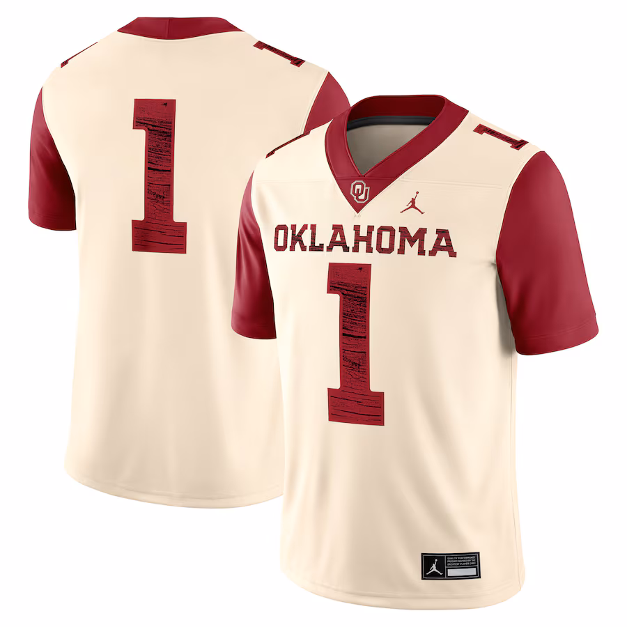 Men's Jordan Brand #1 Natural Oklahoma Sooners Alternate Game Jersey - Jersey
