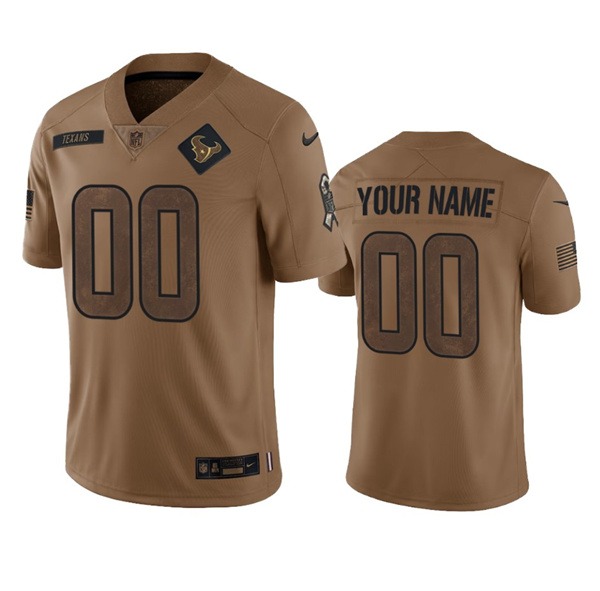 Men's Houston Texans Active Player Custom 2023 Brown Salute To Service Limited Football Stitched Jersey - Jersey