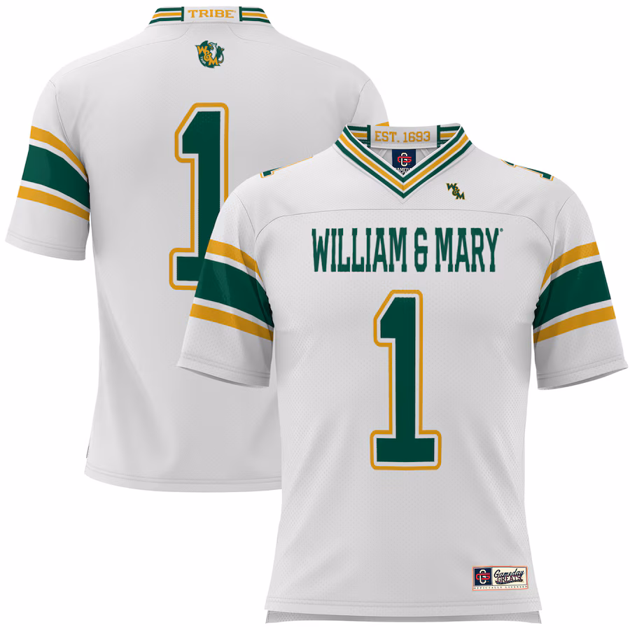 Youth GameDay Greats #1 White William & Mary Tribe Football Jersey - Jersey