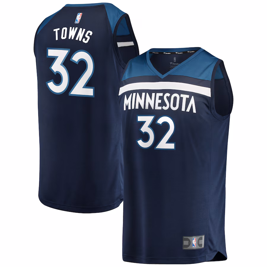Men's Minnesota Timberwolves Karl-Anthony Towns Fanatics Navy Fast Break Replica Player Jersey - Icon Edition - Jersey