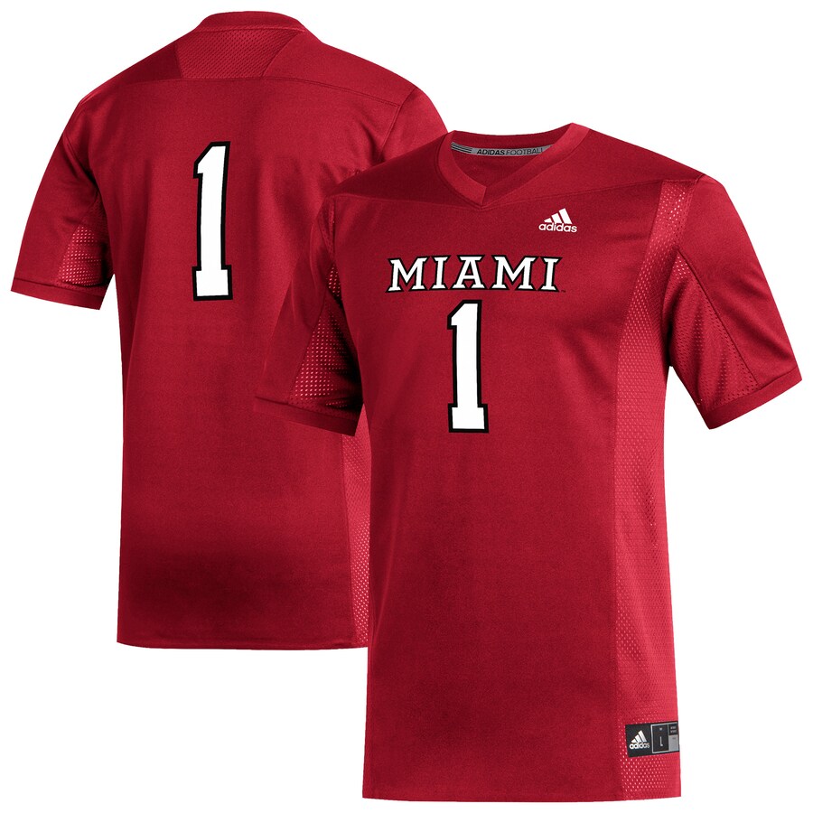 Men's adidas #1 Red Miami University RedHawks Replica Football Jersey - Jersey