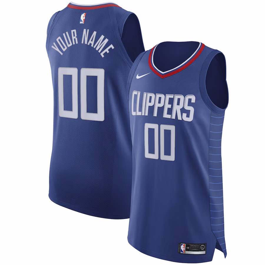 Men's LA Clippers Nike Blue 2020/21 Authentic Custom Jersey - Icon Edition - Jersey