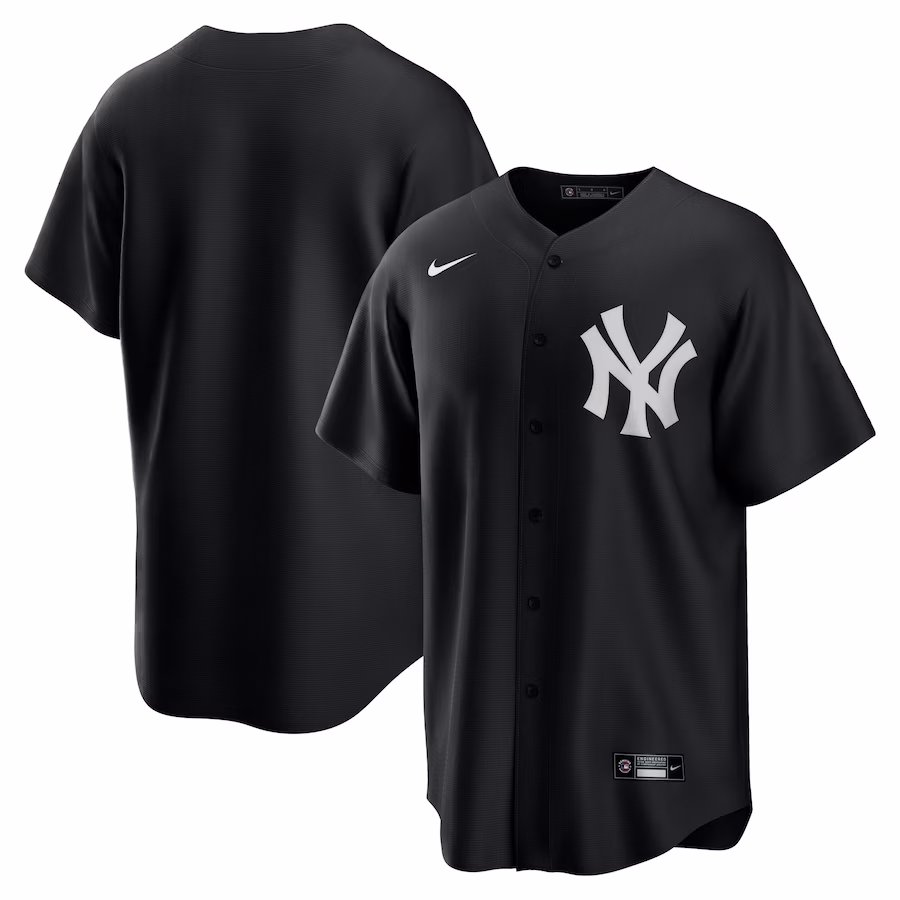 Men's New York Yankees Nike Black/White Official Replica Jersey - Jersey
