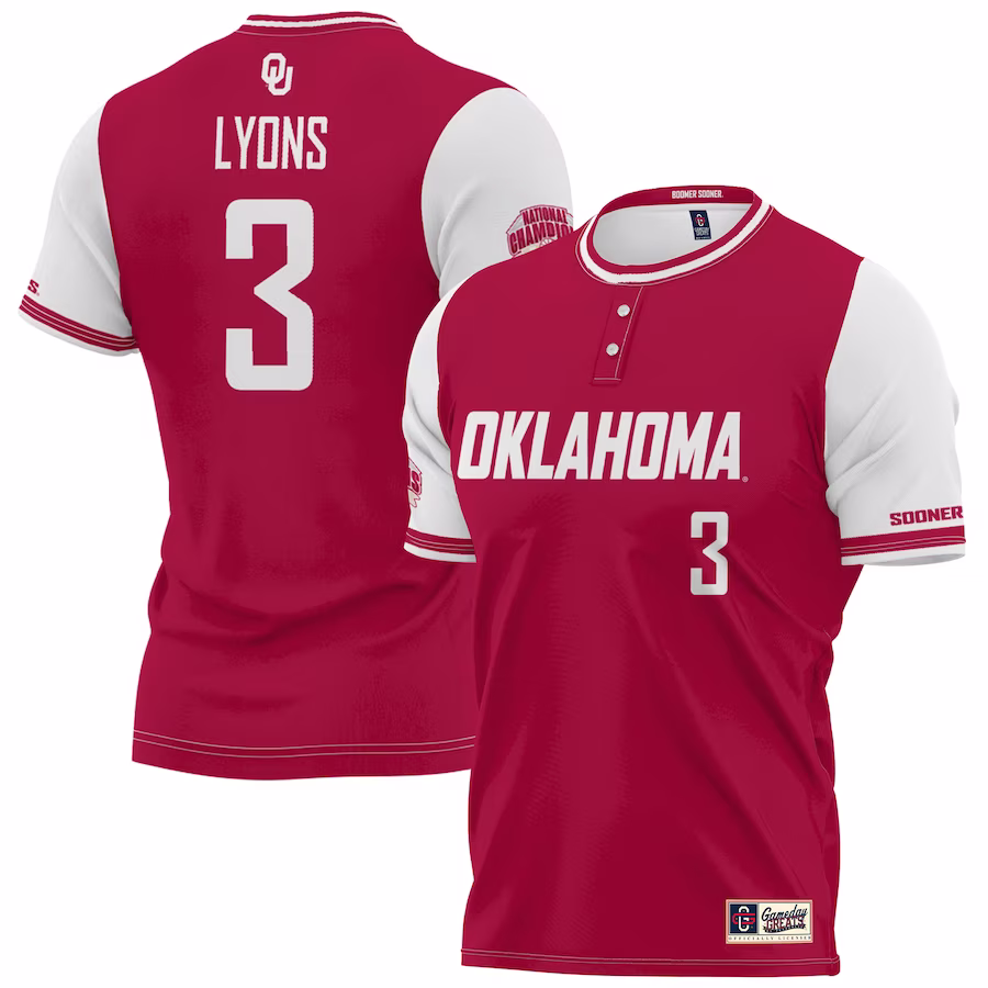 Grace Lyons Oklahoma Sooners GameDay Greats Youth 2023 NCAA Softball Women's College World Series Champions NIL Lightweight Replica Player Jersey - Crimson - Jersey