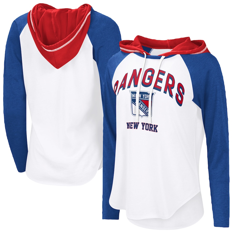 Women's New York Rangers G-III 4Her by Carl Banks White VIP Raglan Long Sleeve Hoodie T-Shirt - Jersey