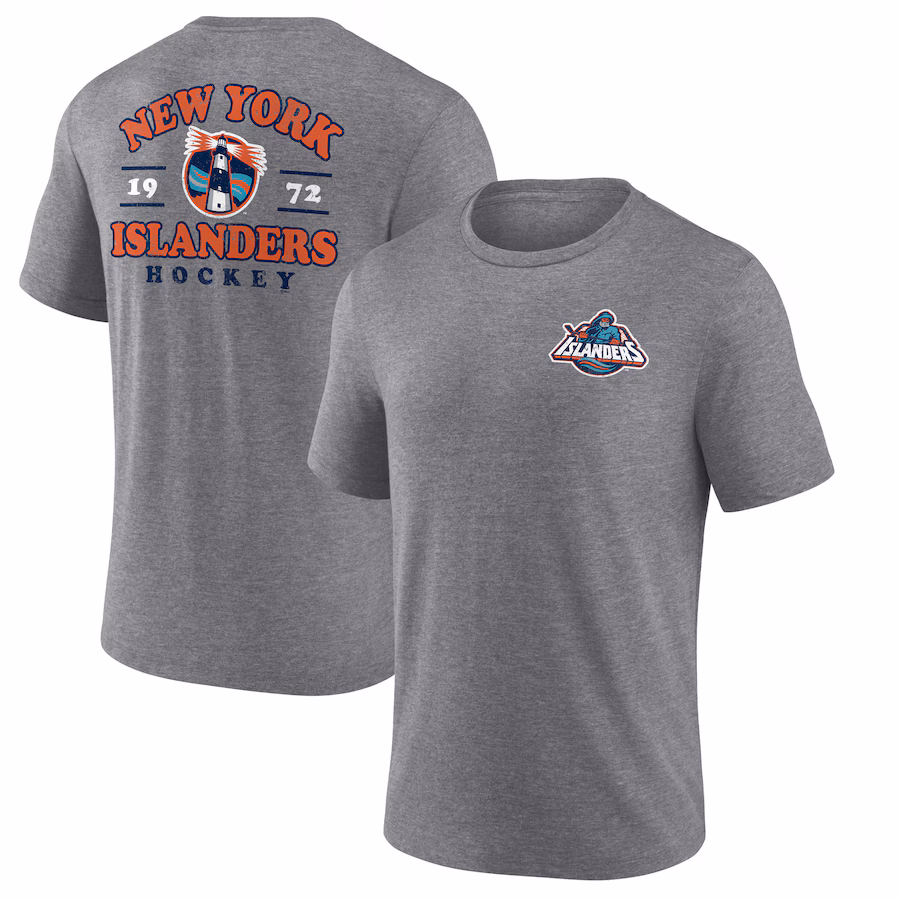 Men's New York Islanders Heather Gray Winger Tri-Blend T-Shirt - Jersey