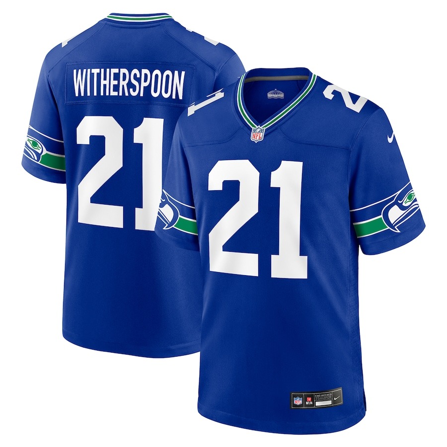 Men's Seattle Seahawks Devon Witherspoon Nike Royal Throwback Player Game Jersey - Jersey