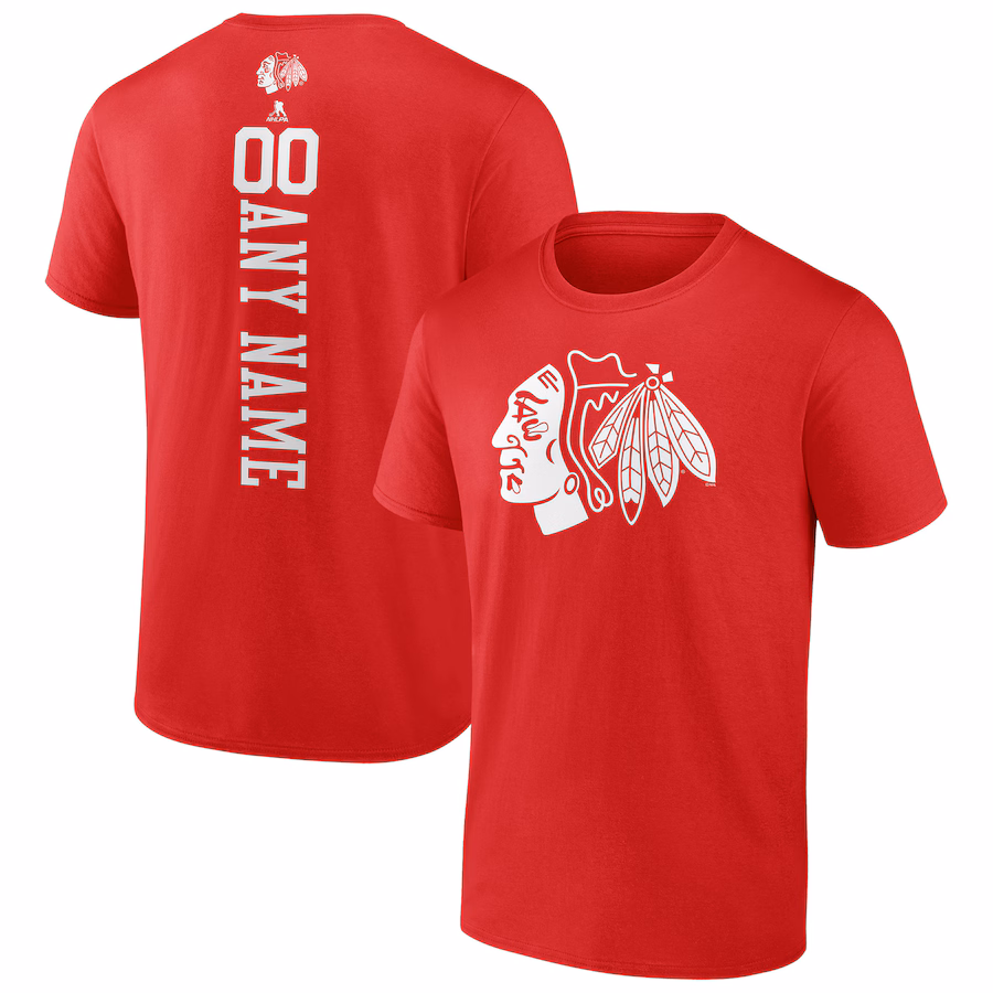 Men's Chicago Blackhawks Red Personalized One Color T-Shirt - Jersey